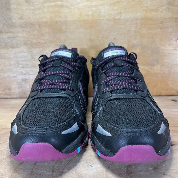 Skechers Hillcrest Womens Sz 9 Trail Running Shoes Sneakers Black Purple 149820 - Picture 2 of 8